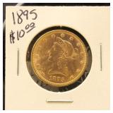 US Gold Coin 1895 $10 Liberty Uncirculated with so
