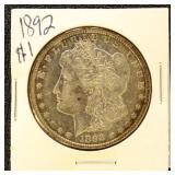 US Silver Coin 1892 Silver Morgan Dollar, Circulat