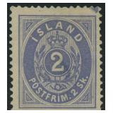 Iceland Stamp #1 Mint No Gum with thin, unpriced i