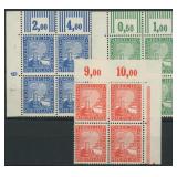 Germany Stamps #347-349 Plate Blocks Mint  CV $180