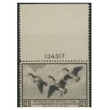 US Stamps #RW3 Mint NH Plate Number Single