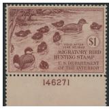 US Stamps #RW8 Mint NH Plate Number Single XF90