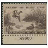 US Stamps #RW9 Mint NH Plate Number Single