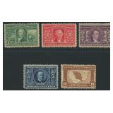 US Stamps #323-327 Mint HR with creases, t CV $305