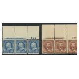 US Stamps #264 & 270 Plate Number Strips of 3, #26
