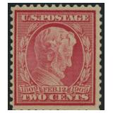 US Stamp #369 Mint Regummed over thins, 1909 blue