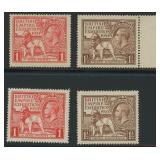 Great Britain Stamps #185-186, 203-204 NH CV $134