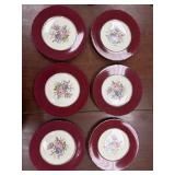 F&B Baronet China set of 6 red plates with made in
