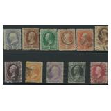 US Stamps #156-166 Used Continental Bank Note Co.
