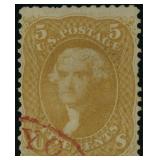 US Stamps #67 Used 1861 Jefferson CV $750