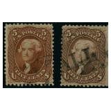 US Stamps #75, 76 Used 1861 & 1863 Jeffers CV $540