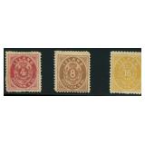 Iceland Stamps #2, 3, & 7 Mint Hinged, #2 with thi