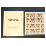 Christa McAuliffe Stamps Mint NH in presentation f