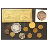 US Coins and Paper Money including 12 $1 Silver Ce