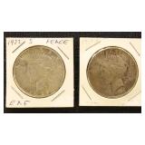 US Silver Coins 2 Peace $1 : 1922-S x2 in dealer f