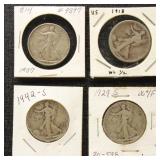 US Silver Coins 4 Walking Liberty $0.50 in dealer