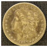 US Coins 1887-S Morgan Silver Dollar, circulated