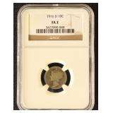 US Silver Coin 1916-D Mercury Dime Graded FA2 by N