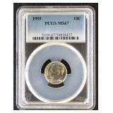1955 Roosevelt Dime Graded MS67 by PCGS