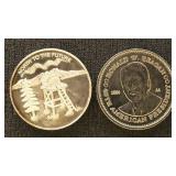 2 Silver Rounds, 1 ounce each including Alaska Com