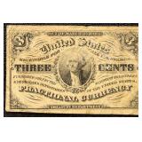US Fractional Currency Group of 3, one with hole,