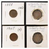 US Coins 25+ 1880s-1900s Indian Head Cents in mixe