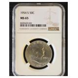 1954-S Franklin Half Dollar Graded MS65 by NGC
