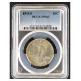 1943-S Walking Liberty Half Dollar Graded MS64 by