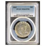 1963 Franklin Half Dollar Graded MS63FBL By PCGS