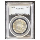 1963-D Franklin Half Dollar Graded MS64 by PCGS