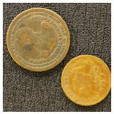 US 1840s-1850s Tokens x2: 1847 Zachary Taylor & 18