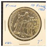 France 1965 Silver Coin 10 Francs in dealer flip