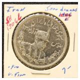 Iran 1927 Silver Coin 5000 Dinars in dealer flip