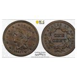 1841 Large Cent Graded MS62BN by PCGS