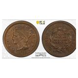 1849 Large Cent Graded AU Details (Cleaned) by PCG