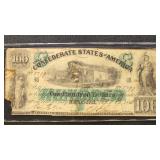 T-5 1861 $100 CSA Banknote with bottom left corner