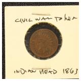 Civil War Token 1863 "Inidan Head Millions For Co