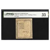 Delaware Colonial Note Fr#DE-75 January 1, 1776 2