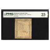Delaware Colonial Note Fr#DE-74 January 1, 1776 18