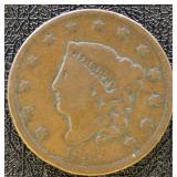 1835 Matron Head Large Cent Circulated with rim da