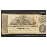 T-58 1863 $20 CSA Banknote with pencil writing on