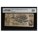 T-45 1862 $1 CSA Banknote with creases and tape re