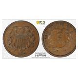 1872 Two Cent Piece Graded XF40BN by PCGS