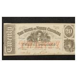 North Carolina Obsolete Banknote 1863 $20 Note, cr