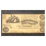 T-28 1861 $10 CSA Banknote with creases and a few