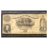 T-30 1861 $10 CSA Banknote with creases and stains