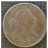 1806 Large Cent Circulated with corrosion, VF Deta