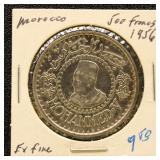 Morocco 1956 Silver Coin 500 Francs in dealer flip