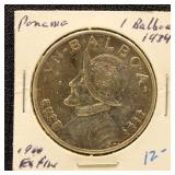 Panama 1934 Silver Coin 1 Balboa in dealer flip