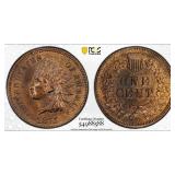 1875 Indian Head Cent Graded Unc Details (cleaned)